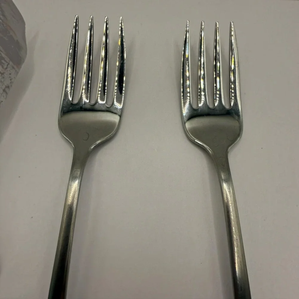 Oneida SSS Stainless Steel Salad Forks Set of 3 Fiddleback Flat Handle 6.25in